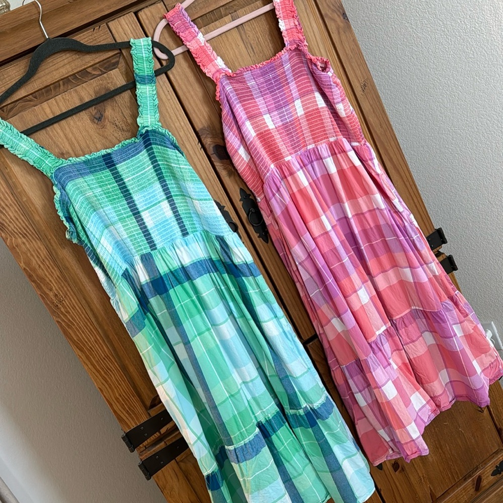 (2) Smocked Plaid Dresses